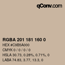 颜色代码: RGBA 201 181 160 0 | qconv.com