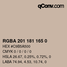 颜色代码: RGBA 201 181 165 0 | qconv.com