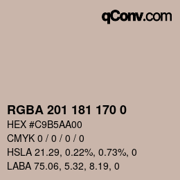 カラーコード: RGBA 201 181 170 0 | qconv.com