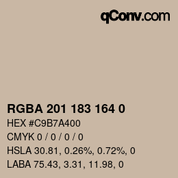 Color code: RGBA 201 183 164 0 | qconv.com