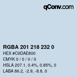 Color code: RGBA 201 218 232 0 | qconv.com