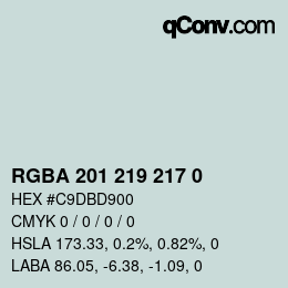Color code: RGBA 201 219 217 0 | qconv.com
