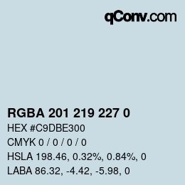 Color code: RGBA 201 219 227 0 | qconv.com