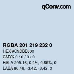 Color code: RGBA 201 219 232 0 | qconv.com