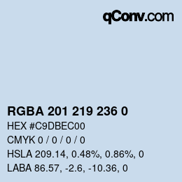 Color code: RGBA 201 219 236 0 | qconv.com