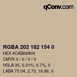 Color code: RGBA 202 182 154 0 | qconv.com