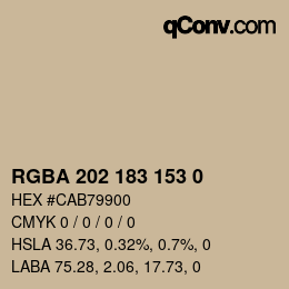 Color code: RGBA 202 183 153 0 | qconv.com