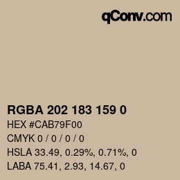 Color code: RGBA 202 183 159 0 | qconv.com