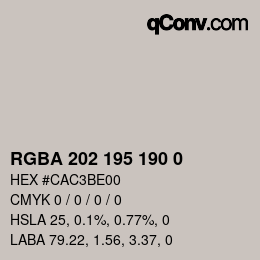 Farbcode: RGBA 202 195 190 0 | qconv.com