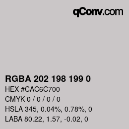 カラーコード: RGBA 202 198 199 0 | qconv.com