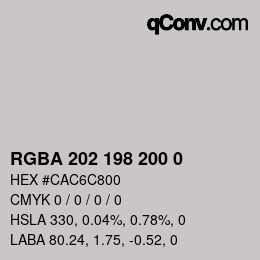Color code: RGBA 202 198 200 0 | qconv.com
