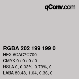 カラーコード: RGBA 202 199 199 0 | qconv.com