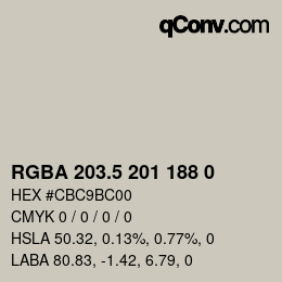 Farbcode: RGBA 203.5 201 188 0 | qconv.com