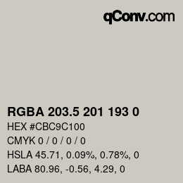 Color code: RGBA 203.5 201 193 0 | qconv.com