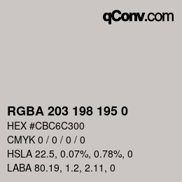 Code couleur: RGBA 203 198 195 0 | qconv.com