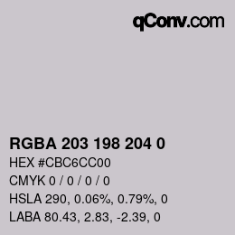 Color code: RGBA 203 198 204 0 | qconv.com