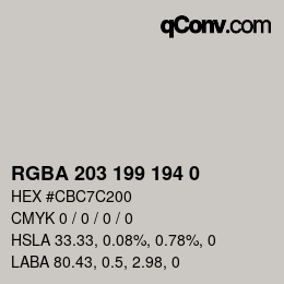 Color code: RGBA 203 199 194 0 | qconv.com