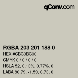 Color code: RGBA 203 201 188 0 | qconv.com