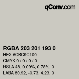 Código de color: RGBA 203 201 193 0 | qconv.com