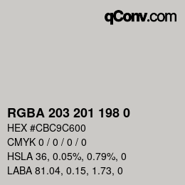 Color code: RGBA 203 201 198 0 | qconv.com