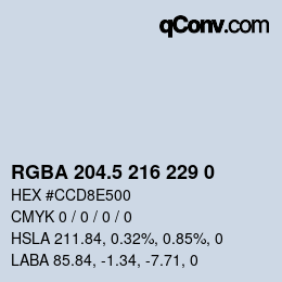 Color code: RGBA 204.5 216 229 0 | qconv.com