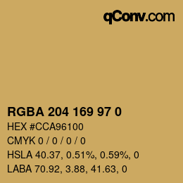 Farbcode: RGBA 204 169 97 0 | qconv.com