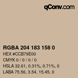 Farbcode: RGBA 204 183 158 0 | qconv.com