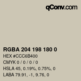 Color code: RGBA 204 198 180 0 | qconv.com