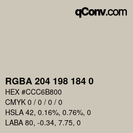Color code: RGBA 204 198 184 0 | qconv.com