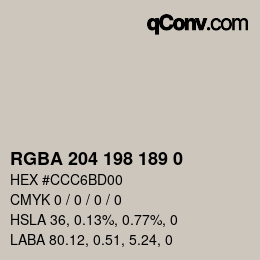 Color code: RGBA 204 198 189 0 | qconv.com