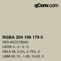 Color code: RGBA 204 199 179 0 | qconv.com