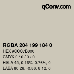 Color code: RGBA 204 199 184 0 | qconv.com