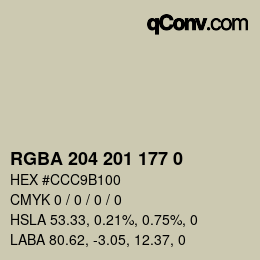 Color code: RGBA 204 201 177 0 | qconv.com