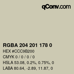 Color code: RGBA 204 201 178 0 | qconv.com