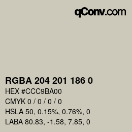 Color code: RGBA 204 201 186 0 | qconv.com
