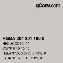 Color code: RGBA 204 201 196 0 | qconv.com