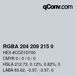 Color code: RGBA 204 209 215 0 | qconv.com