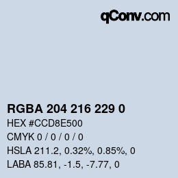 Color code: RGBA 204 216 229 0 | qconv.com
