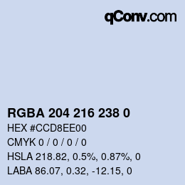 Color code: RGBA 204 216 238 0 | qconv.com