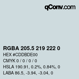 颜色代码: RGBA 205.5 219 222 0 | qconv.com