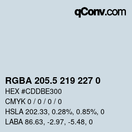 カラーコード: RGBA 205.5 219 227 0 | qconv.com