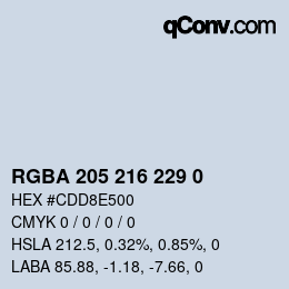 Color code: RGBA 205 216 229 0 | qconv.com