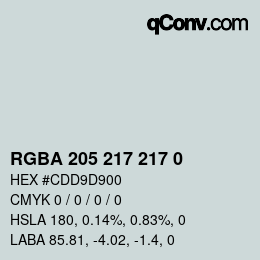 颜色代码: RGBA 205 217 217 0 | qconv.com