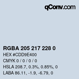 カラーコード: RGBA 205 217 228 0 | qconv.com