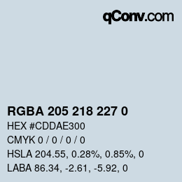 Color code: RGBA 205 218 227 0 | qconv.com