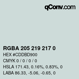 カラーコード: RGBA 205 219 217 0 | qconv.com