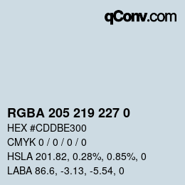Color code: RGBA 205 219 227 0 | qconv.com