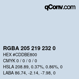 Código de color: RGBA 205 219 232 0 | qconv.com
