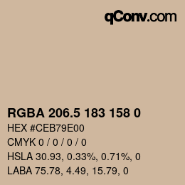 Código de color: RGBA 206.5 183 158 0 | qconv.com