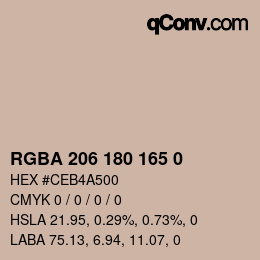 Color code: RGBA 206 180 165 0 | qconv.com
